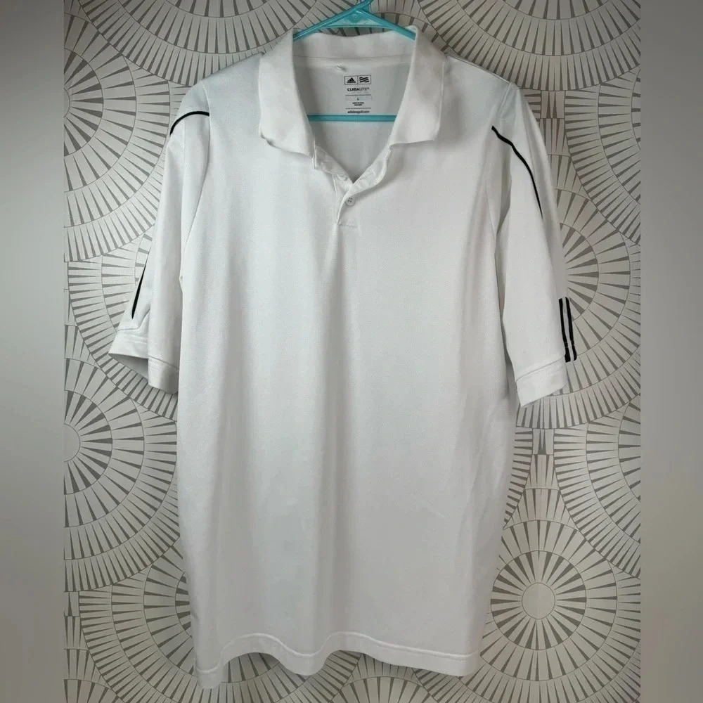 Adidas Golf Men’s Climalite‎ Large Short Sleeve Polo Shirt White/Black
